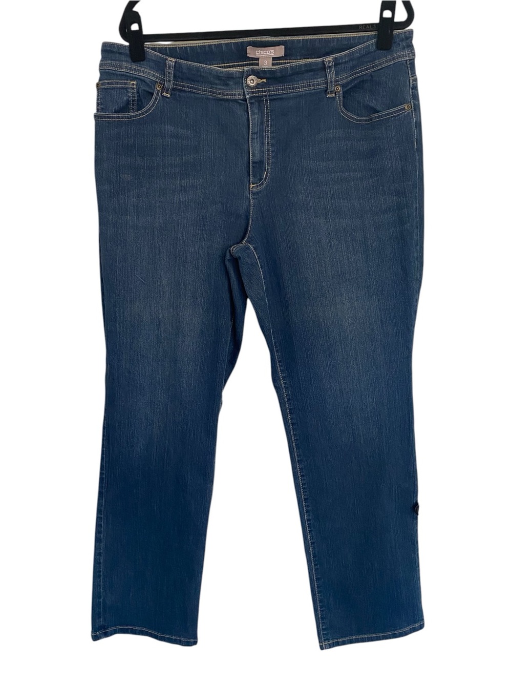 Chico’s Straight Leg Jeans Women’s 16 Short Medium Wash Stretch Denim
